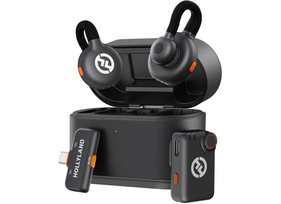 Hollyland Lark M2S Mini Wireless Microphone System, Camera RX+Type-C RX, for Camera/iPhone/Android/Laptop, Titanium Clip, 300m Range, 20 Hz - 20 kHz Frequency Response - Black